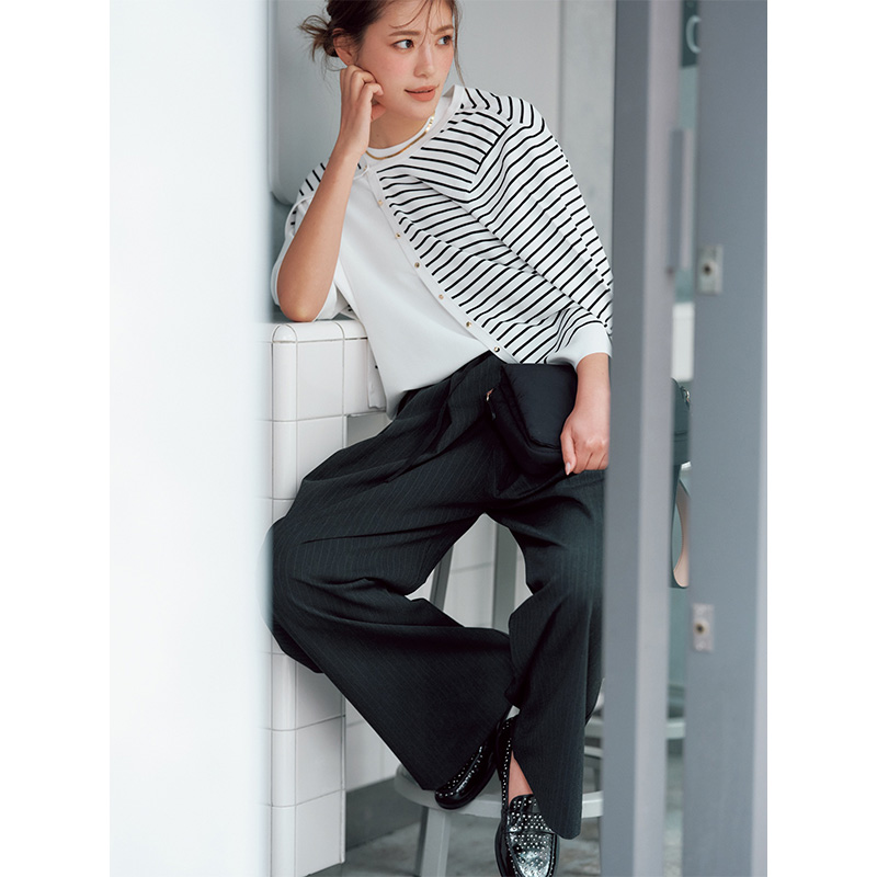 カーディガン、ニット、ボーダー、23区