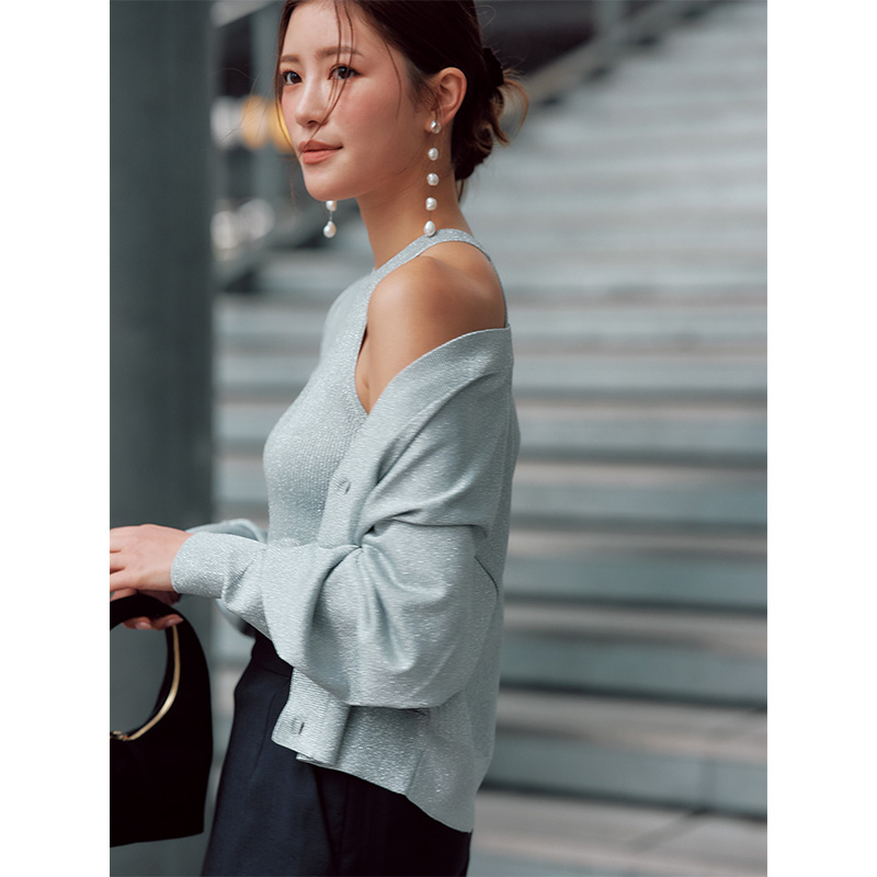 ニット、カーディガン、ネイヴ