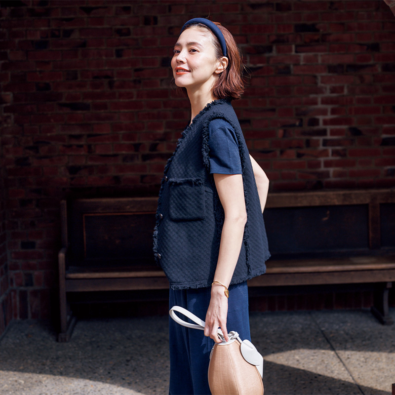 ツイード,ツイードジレ,ジレ,ジレコーデ,浅見れいな