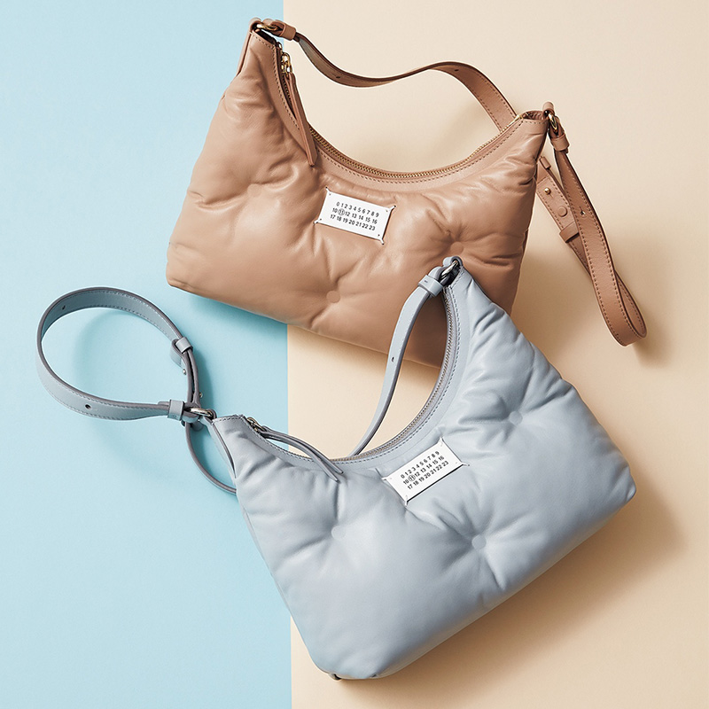 メゾン マルジェラのレザーショルダーバッグ、ブラウンとグレー