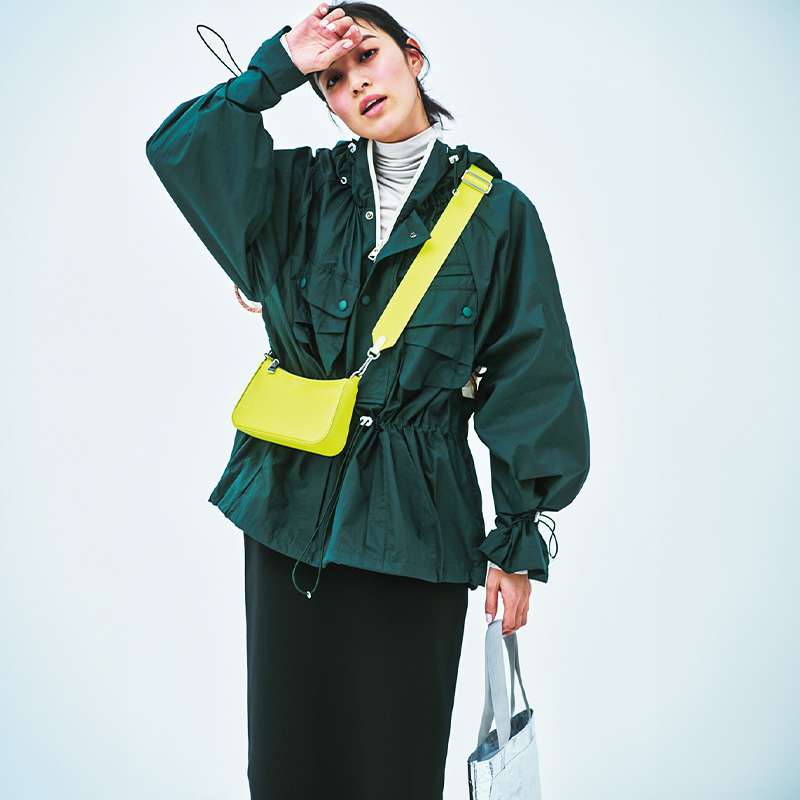 岡本あずさ,スポーティコーデ,アノラック,春アウター,ブルゾン,シャカアウター,エフシーイー