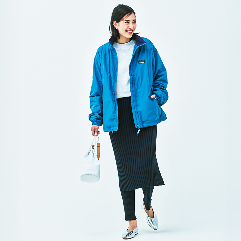 岡本あずさ,スポーティコーデ,春アウター,ブルゾン,シャカアウター,エルエルビーン