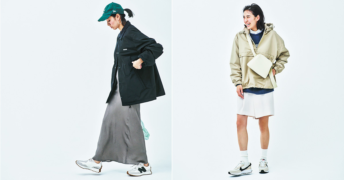 アウターコーデ,スポーティコーデ,春アウター,シャカシャカアウター,岡本あずさ