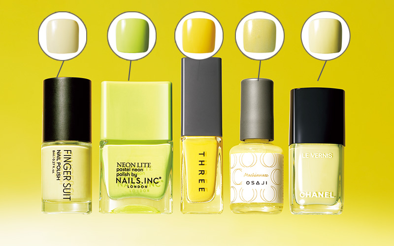 夏にぴったりのイエローのマニキュア5本