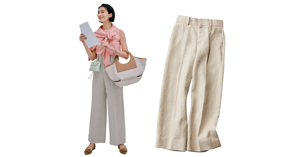 神山まりあ,パンツコーデ,ベージュパンツ,リネンパンツ,カオス