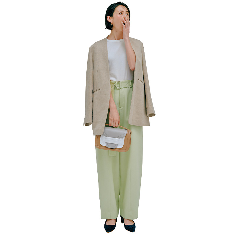 ワイドパンツ,カラーパンツ,エストネーション,パンツコーデ,ジャケットコーデ,神山まりあ