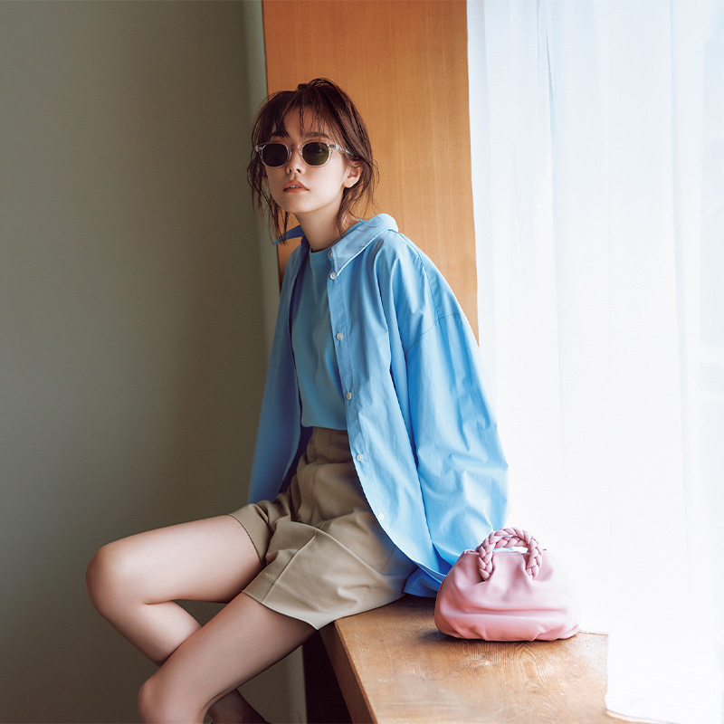 桐谷美玲,Tシャツコーデ,パンツコーデ,短パン,ハーフパンツ,シャツコーデ