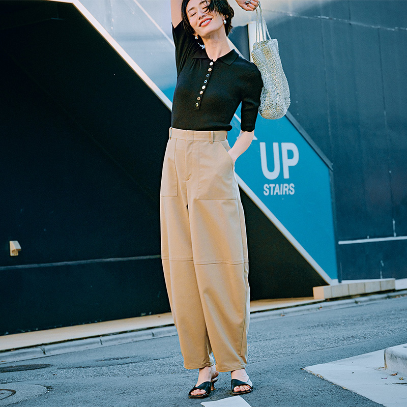 半袖ニット,ポロニットコーデ,ニットトップス,エンフォルド,神山まりあ