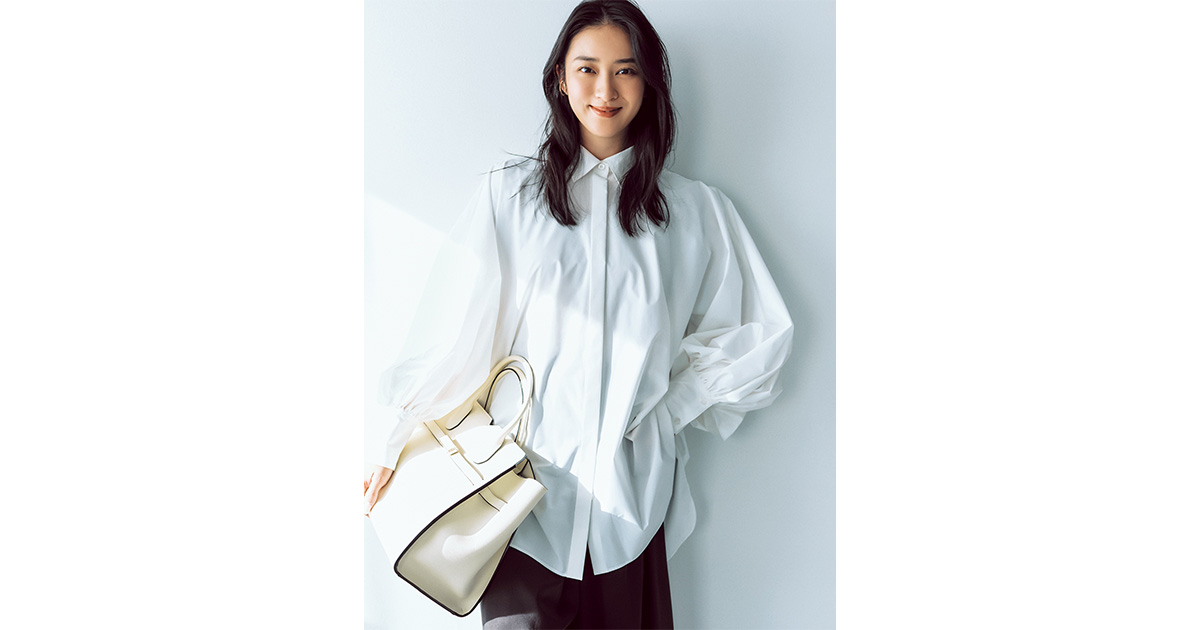 武井咲,シャツコーデ,白シャツ,ルフィル