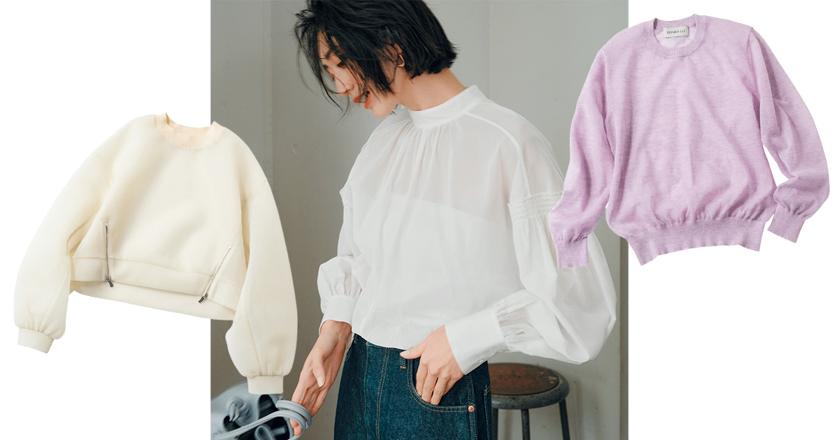 シアートップス ,シースルートップス,透けトップス,ブラウス,白ブラウス,シップス,神山まりあ,ブラウスコーデ,プルオーバー,メゾンスペシャル,ピンクトップス,デパリエ