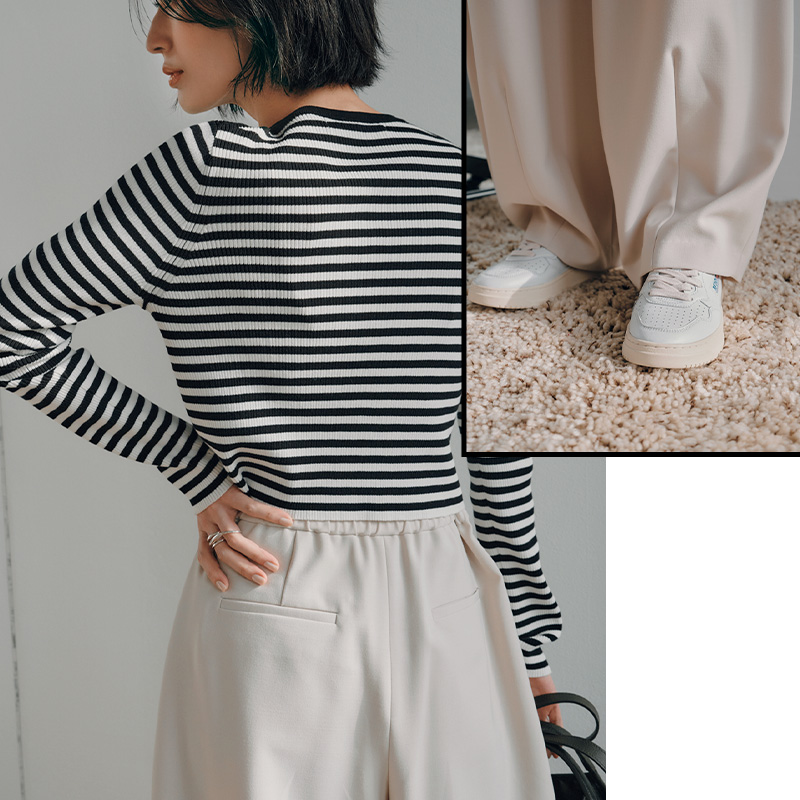 ワイドパンツコーデ,ルフィル,ボーダー,神山まりあ