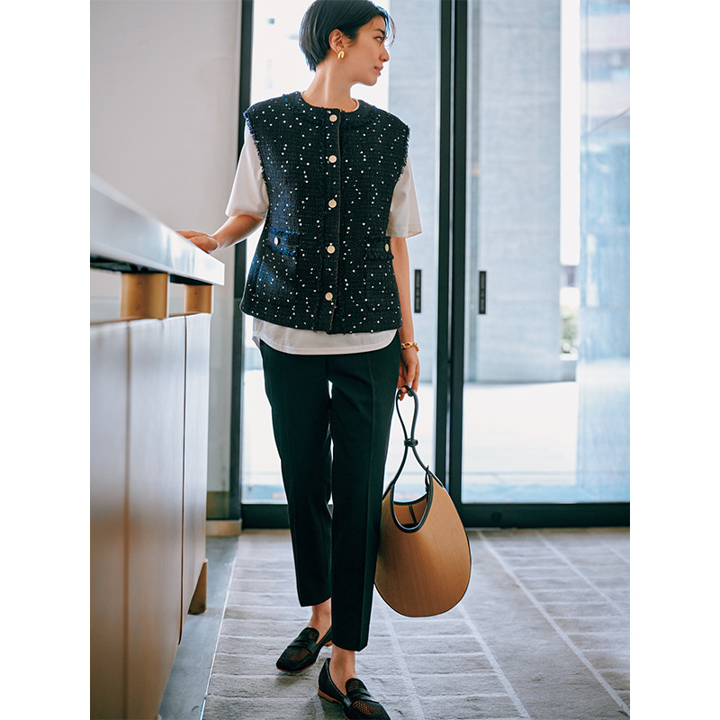 パンツ,黒パンツ,マタニティパンツ,ユニクロ,ジレコーデ,阪井まどか