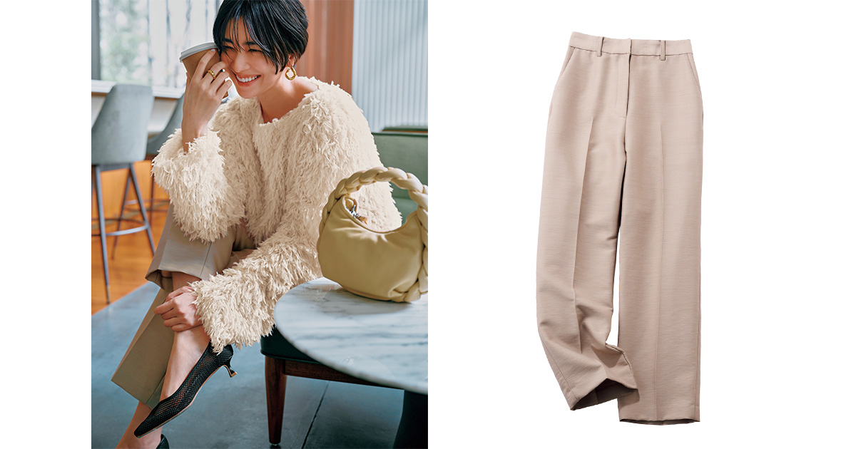 パンツ,ハリツヤパンツ,ベージュパンツ,パンツコーデ,ウィムガゼット,阪井まどか
